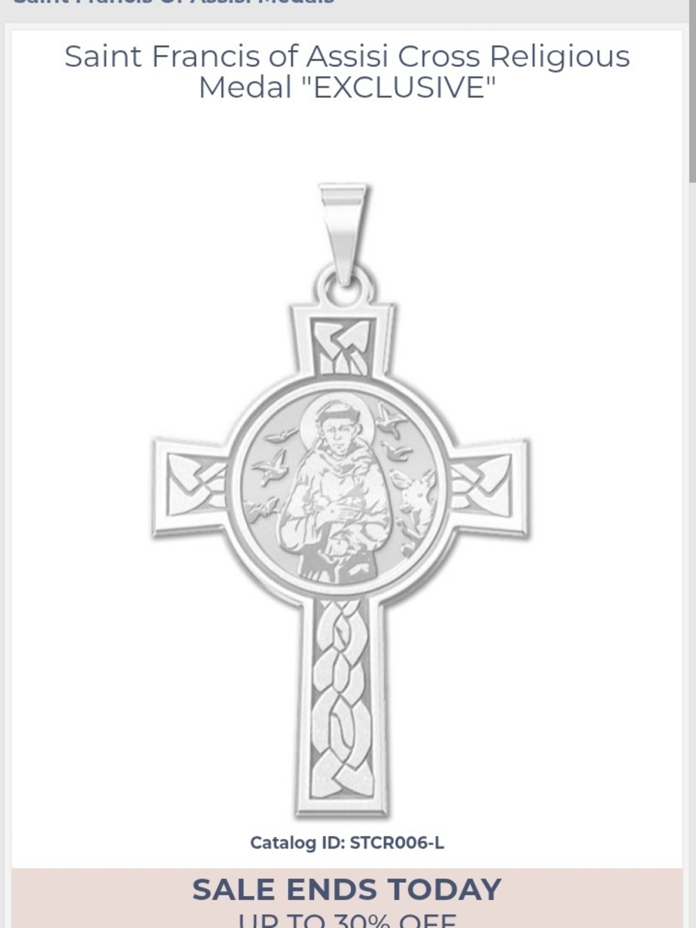 Saint Francis of Assisi Cross Religious Medal in Silver